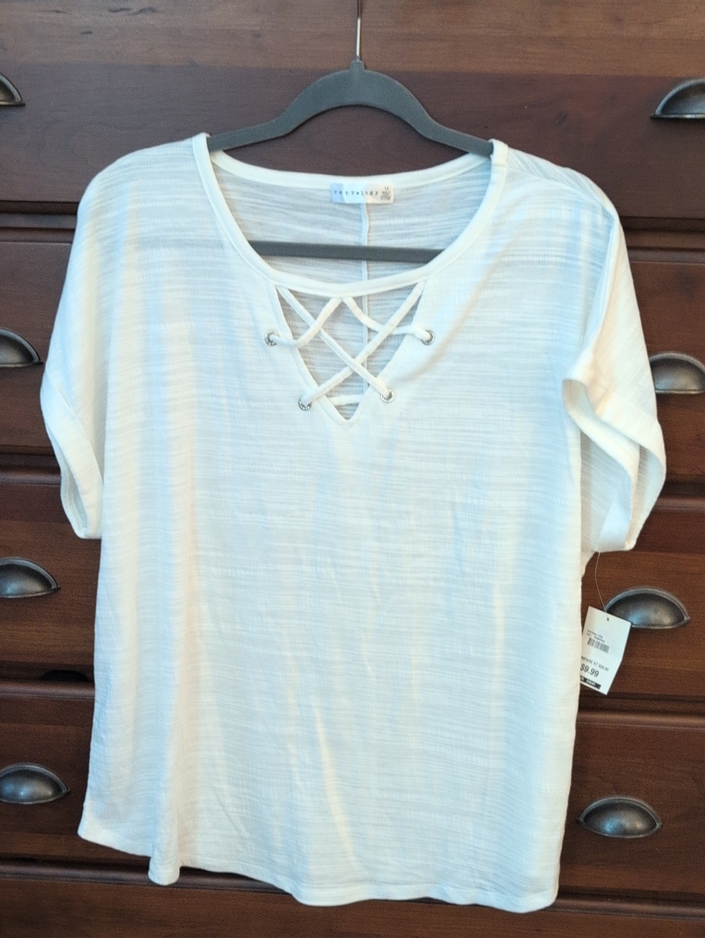 Casual Lace-Up Short Sleeve Tee - White